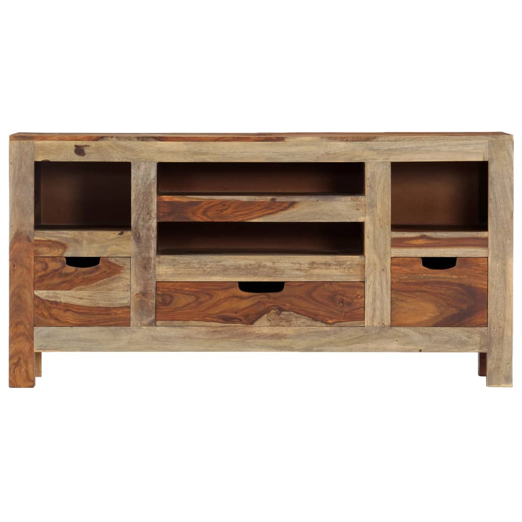 Credenza Grigia 100x30x50 cm in Legno Massello di Sheesham - homemem39