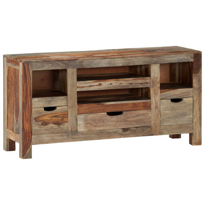 Credenza Grigia 100x30x50 cm in Legno Massello di Sheesham - homemem39