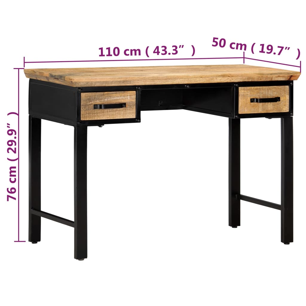 Scrivania 110x50x76 cm in Legno Massello di Mango - homemem39