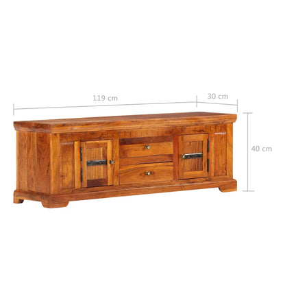 Mobile Porta TV 119x30x40 cm in Legno Massello di Acacia - homemem39