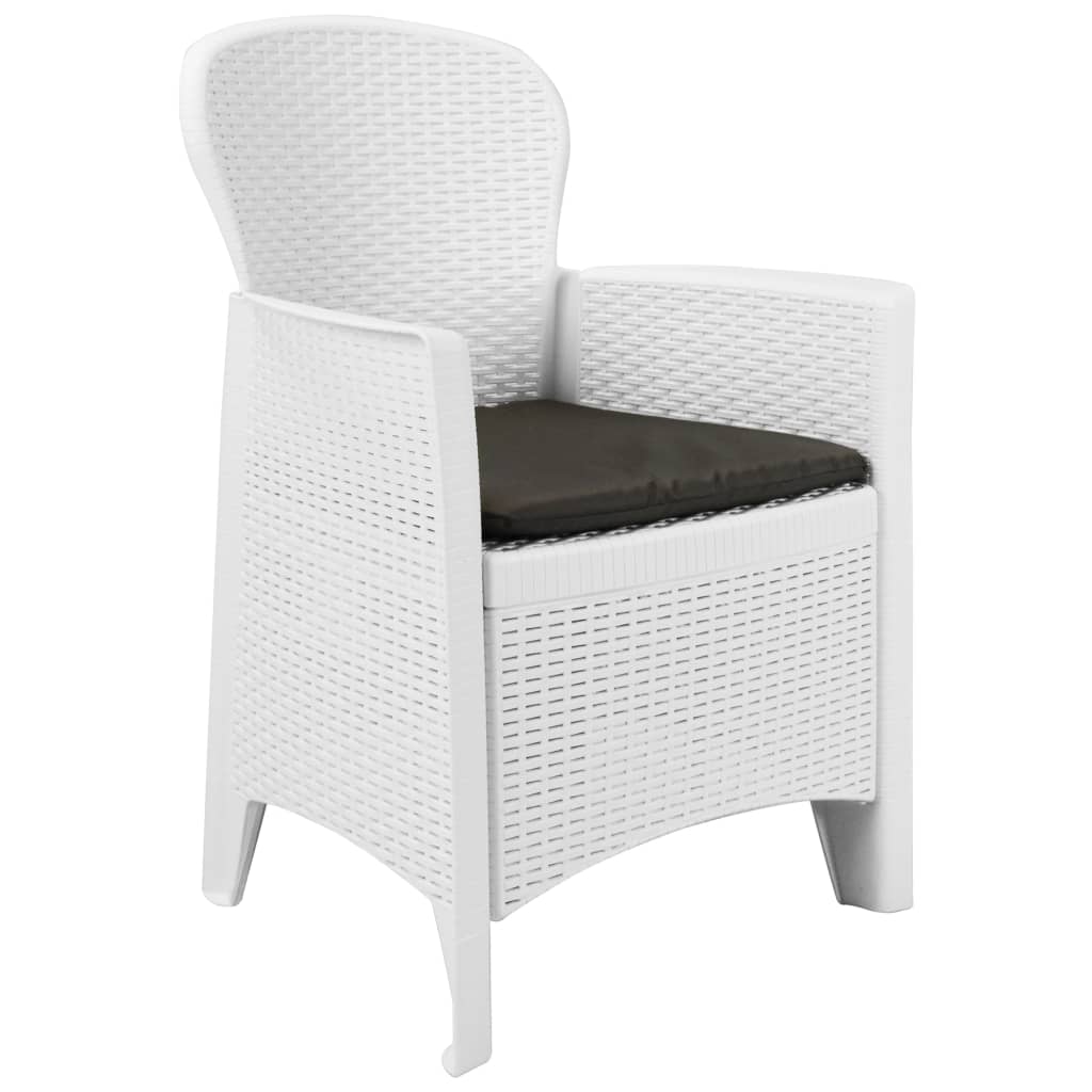 Sedie da Giardino 2 pz Cuscino Bianche in Plastica Stile Rattan - homemem39