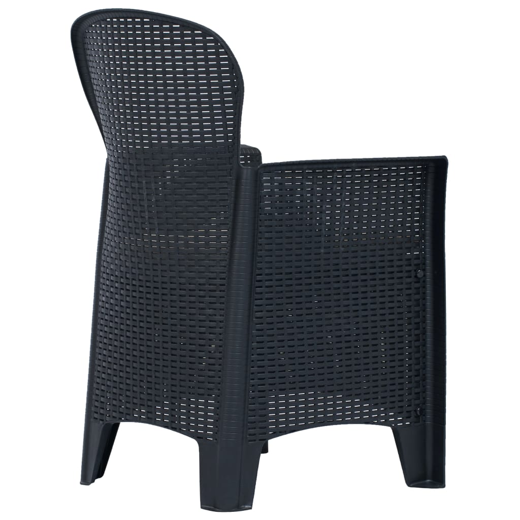 Sedie da Giardino 2 pz Cuscino Antracite Plastica Stile Rattan - homemem39