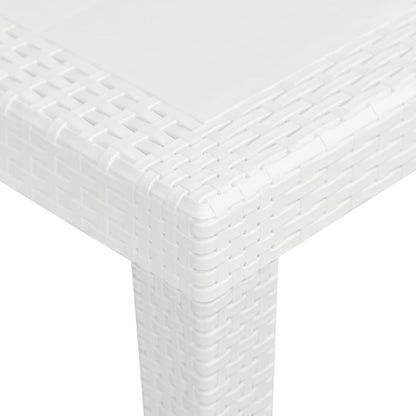 Tavolo da Giardino Bianco 79x79x72 cm in Plastica Stile Rattan - homemem39