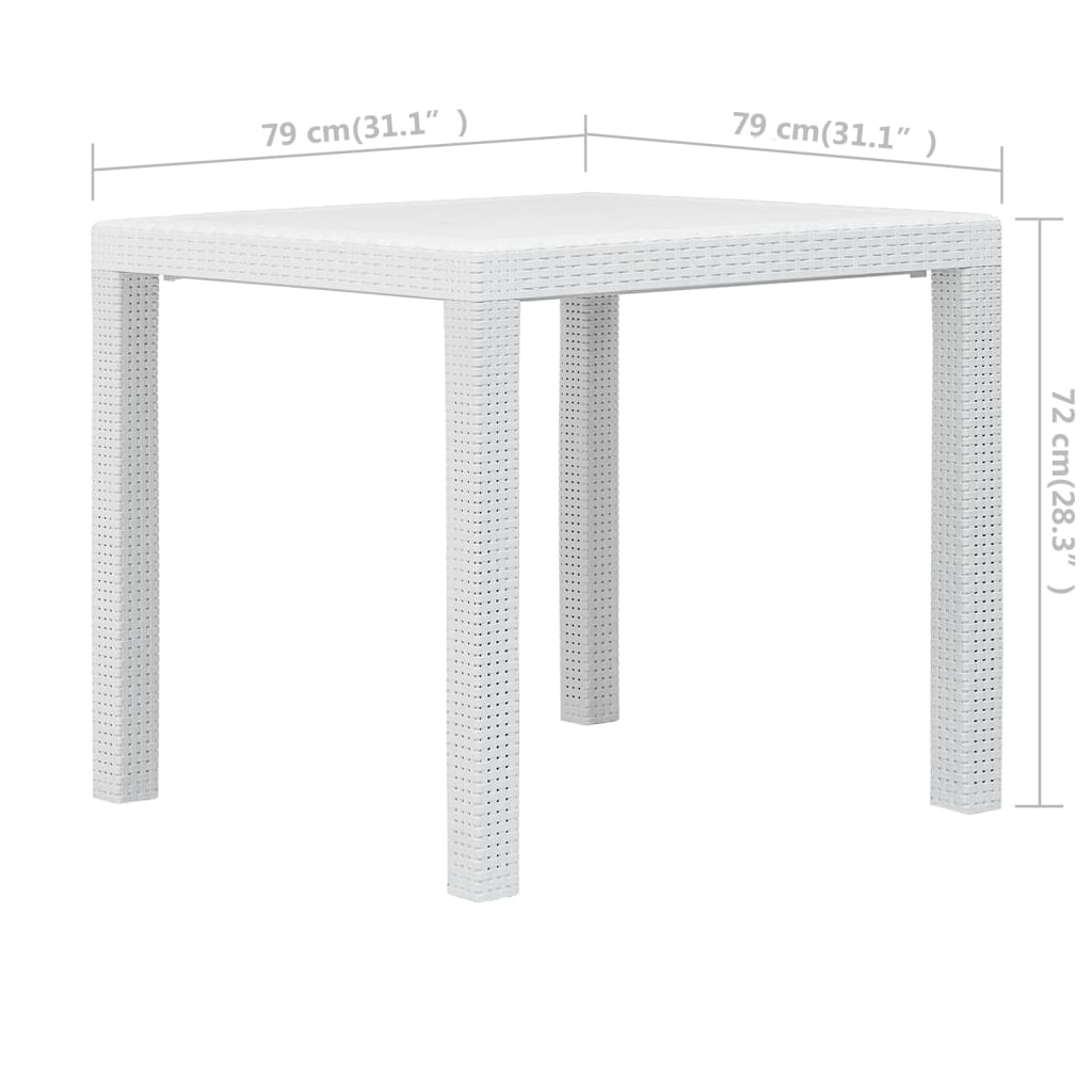 Tavolo da Giardino Bianco 79x79x72 cm in Plastica Stile Rattan - homemem39