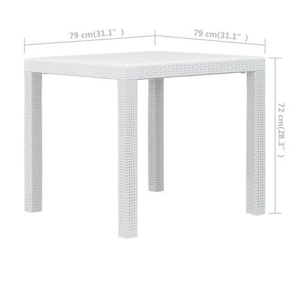 Tavolo da Giardino Bianco 79x79x72 cm in Plastica Stile Rattan - homemem39