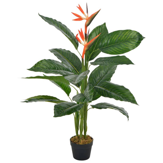 Strelitzia Artificiale con Vaso Rosso 100 cm - homemem39