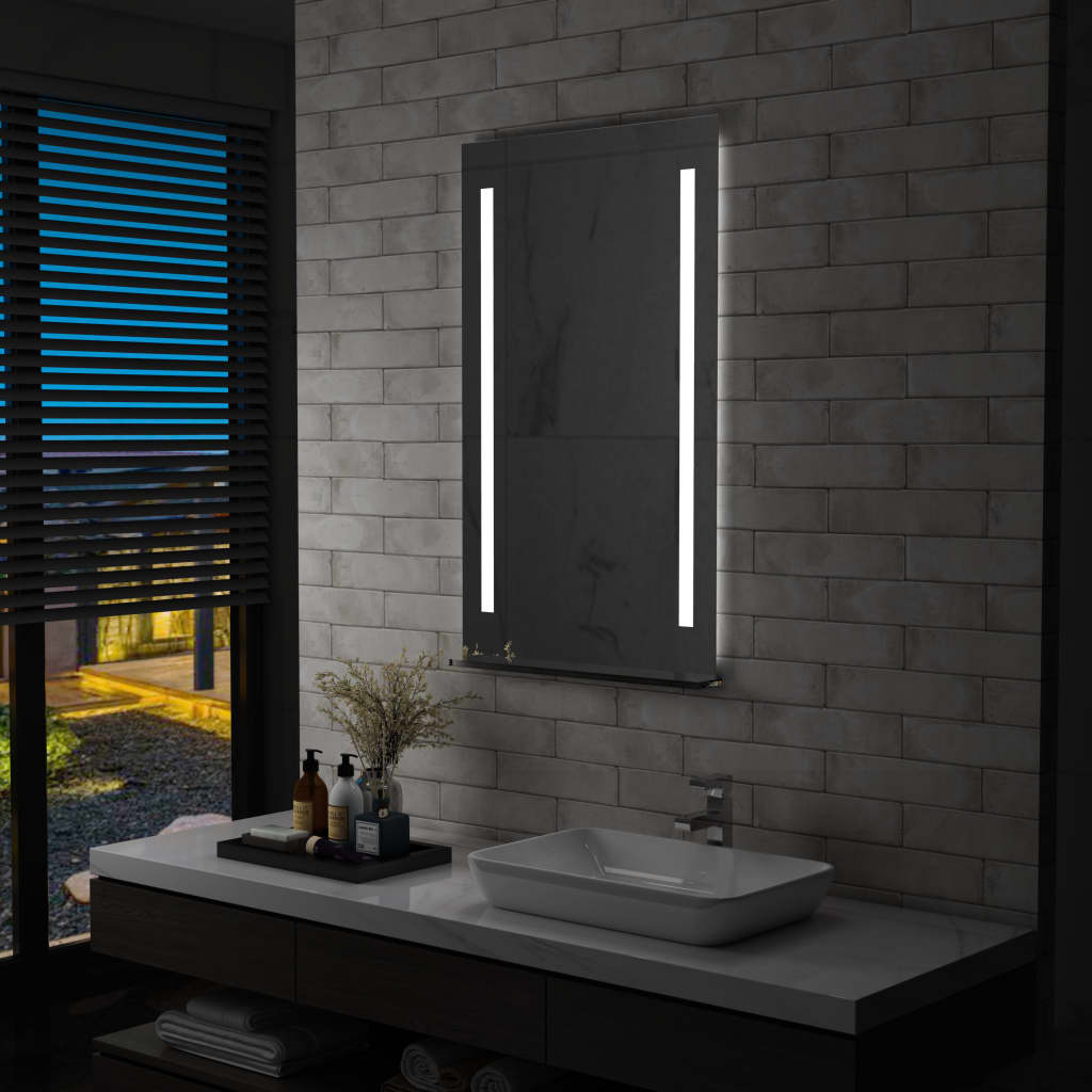 Specchio da Parete a LED per Bagno con Ripiano 60x100 cm - homemem39