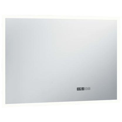 Specchio a LED Bagno con Sensore Tattile e Orologio 100x60cm - homemem39