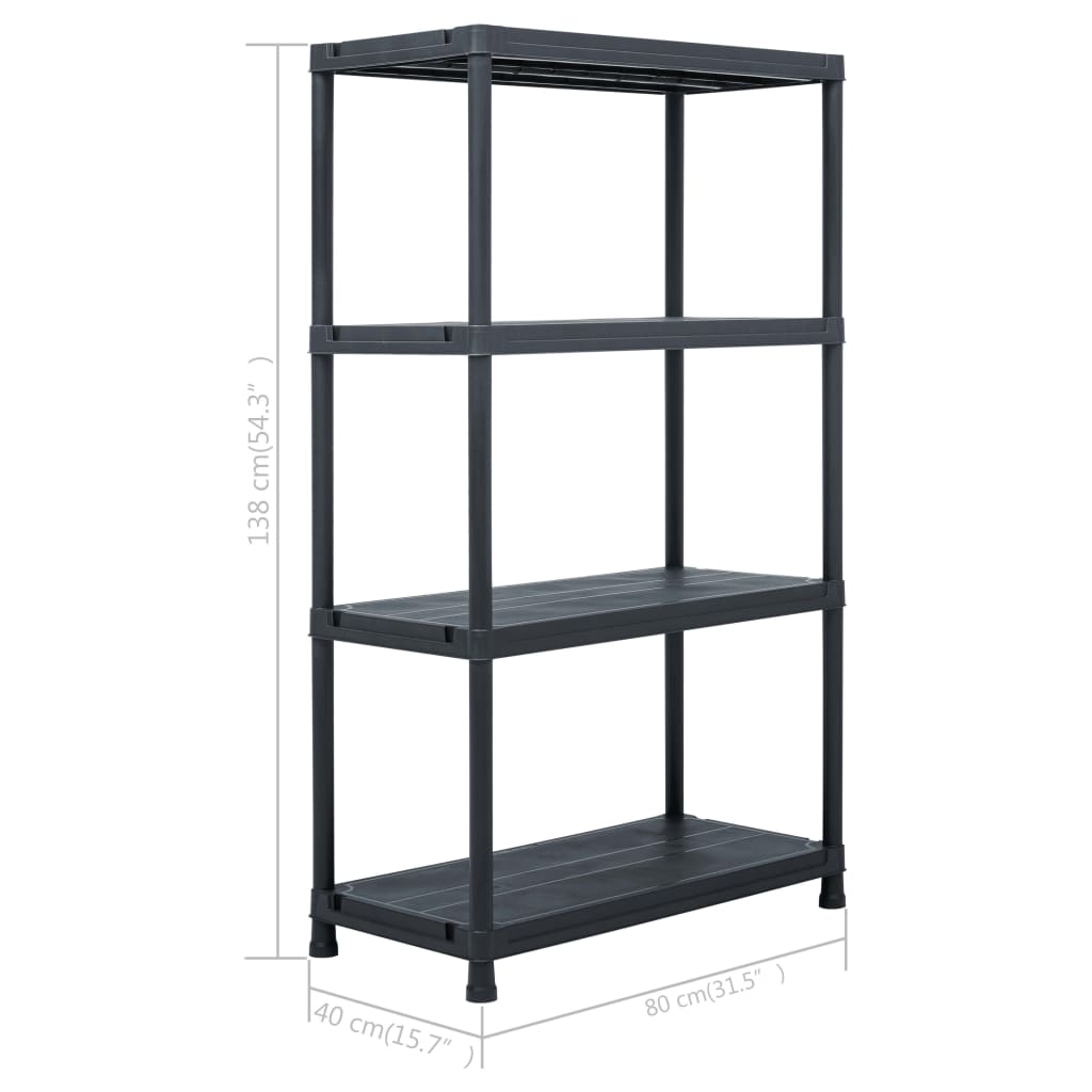 Scaffale Nero 200 kg 80x40x138 cm in Plastica - homemem39