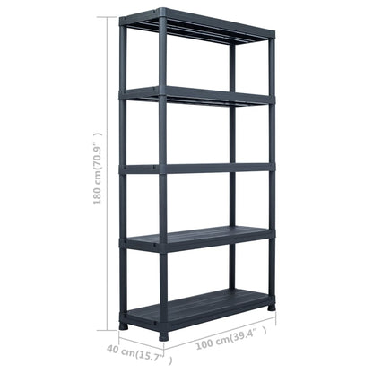 Scaffale Nero 220 kg 90x40x138 cm in Plastica - homemem39