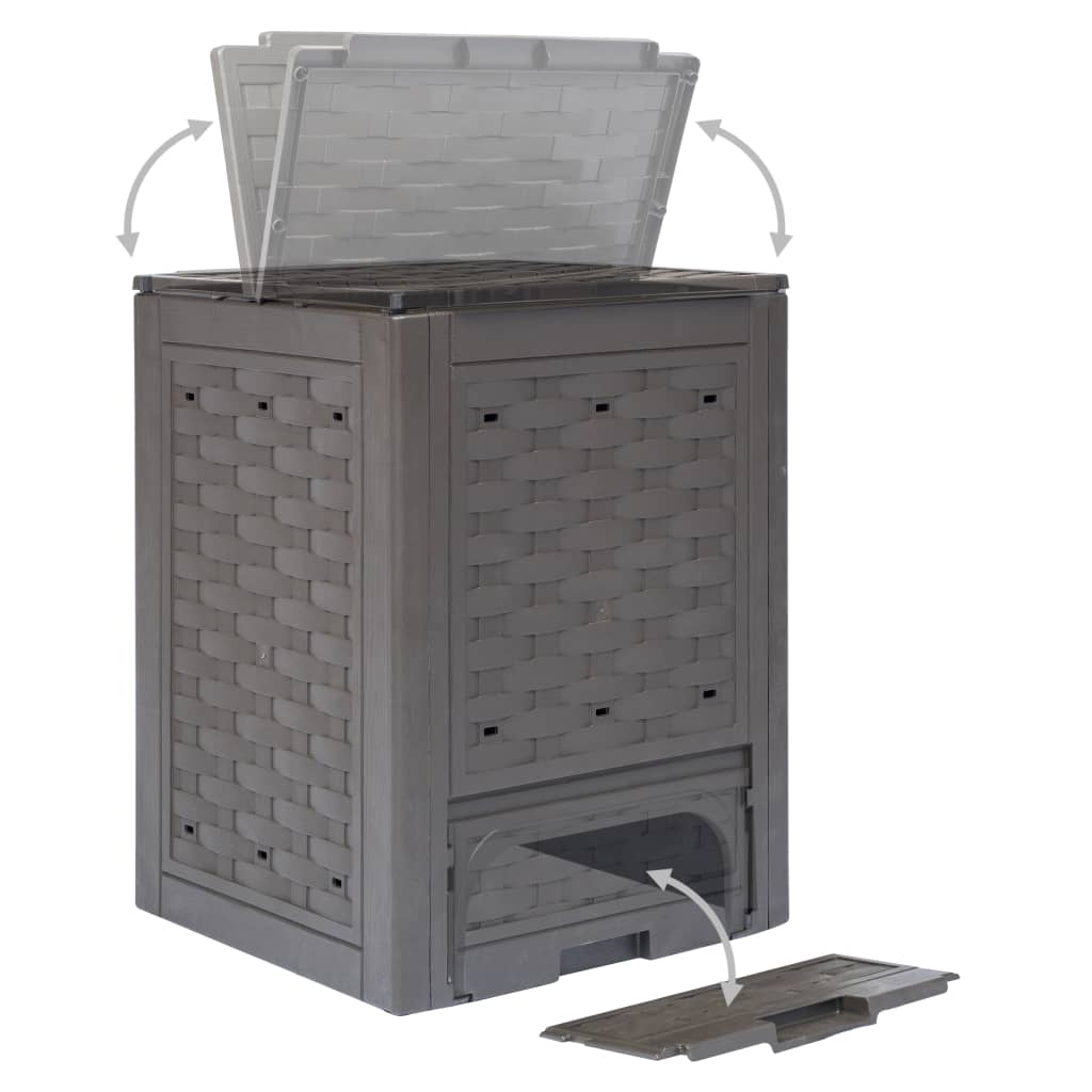 Compostiera Giardino Marrone 60x60x83 cm 300 L Rattan Plastica - homemem39