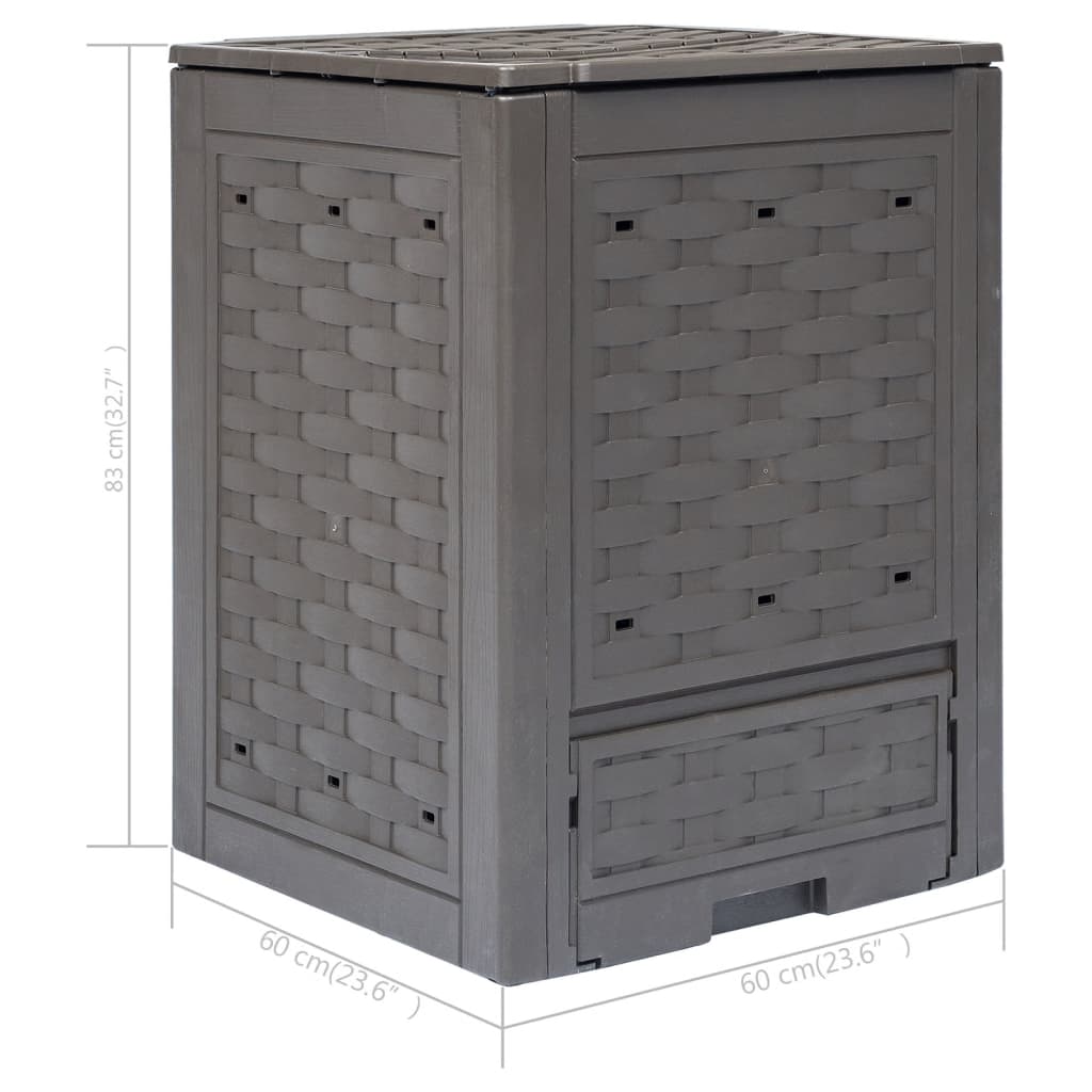 Compostiera Giardino Marrone 60x60x83 cm 300 L Rattan Plastica - homemem39