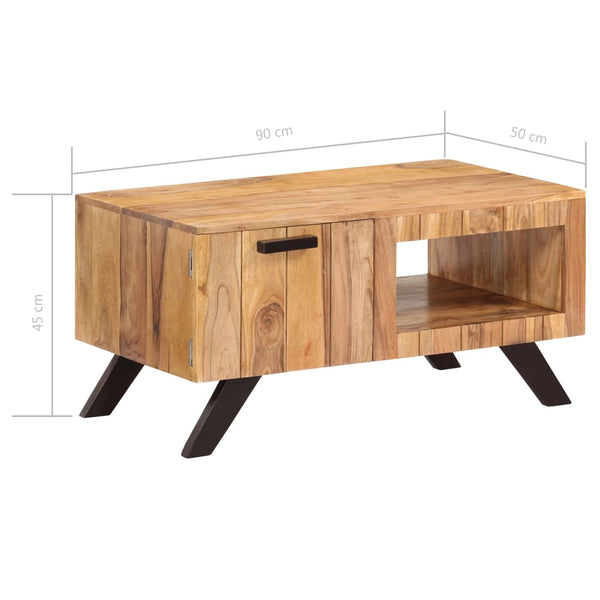 Tavolino da Salotto 90x50x45 cm in Legno Massello d'Acacia - homemem39