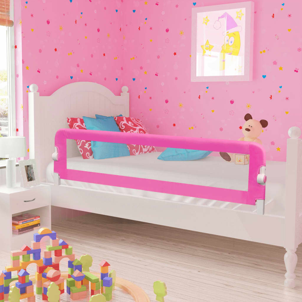 Sponde Letto per la Sicurezza dei Bambini 2 pz Rosa 150x42 cm - homemem39