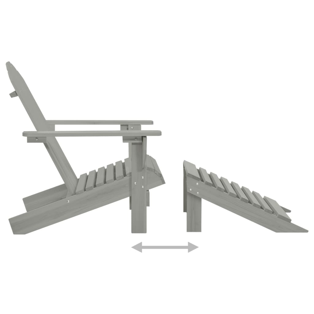 Sedia da Giardino con Poggiapiedi in Legno Grigio - homemem39