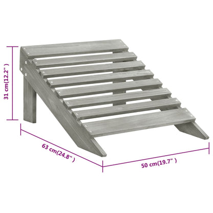 Sedia da Giardino con Poggiapiedi in Legno Grigio - homemem39