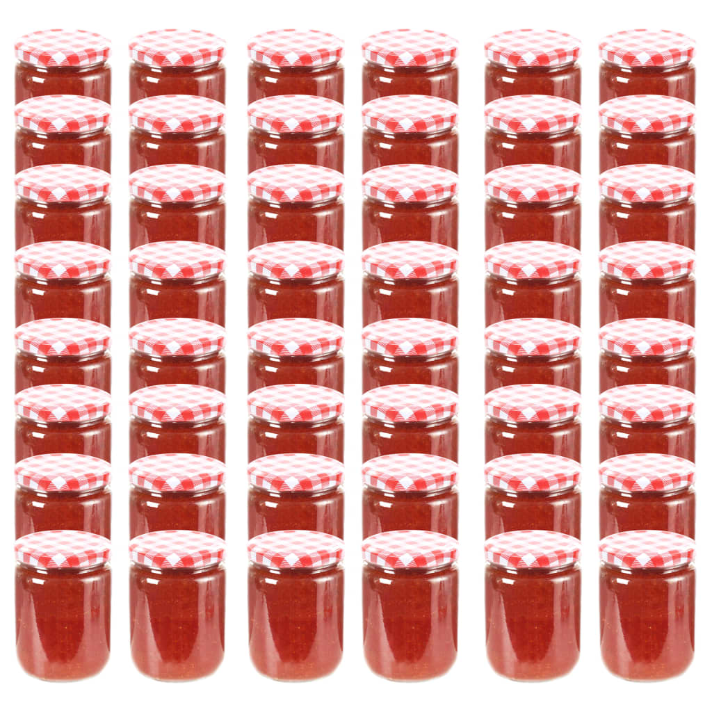 Vaso Marmellata in Vetro Coperchio Bianco e Rosso 48 pz 230 ml - homemem39