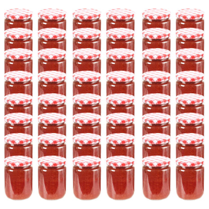 Vaso Marmellata in Vetro Coperchio Bianco e Rosso 48 pz 230 ml - homemem39