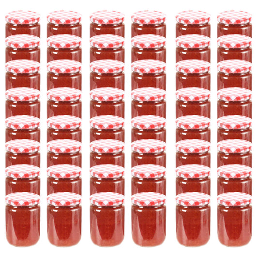 Vaso Marmellata in Vetro Coperchio Bianco e Rosso 48 pz 230 ml - homemem39