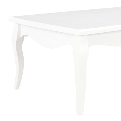 Tavolino da Caffè Bianco 110x60x40 cm in Legno Massello di Pino - homemem39