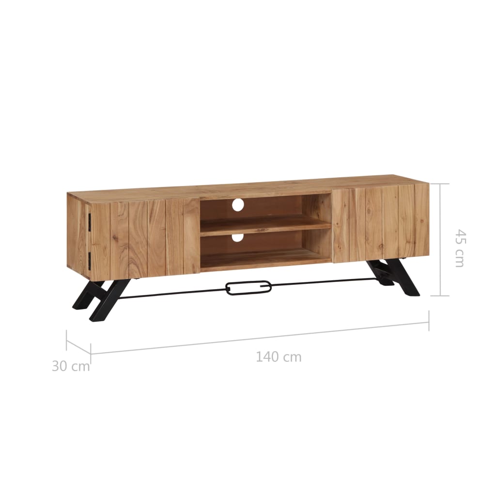 Mobile Porta TV 140x30x45 cm in Legno Massello di Acacia - homemem39