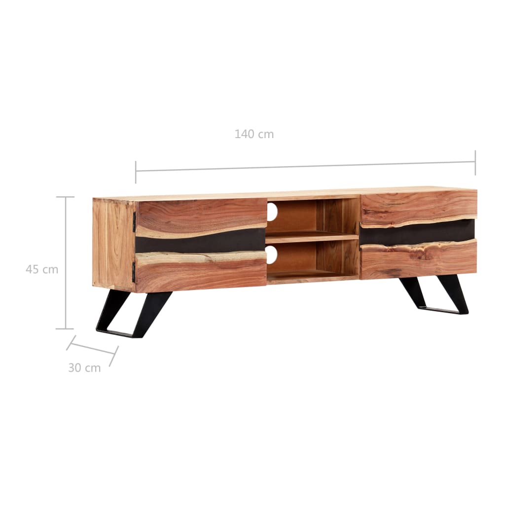 Mobile Porta TV 140x30x45 cm in Legno Massello di Acacia - homemem39