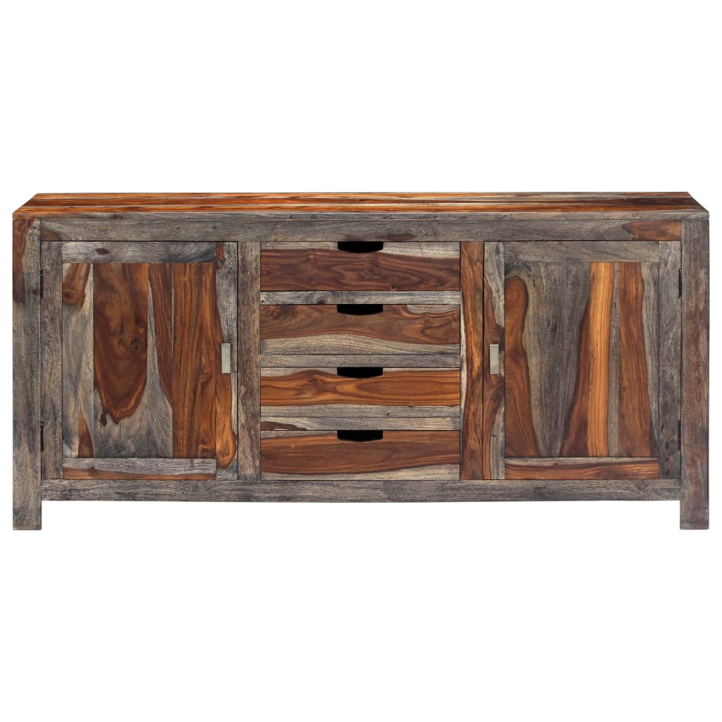 Credenza Grigia 160x40x75 cm Legno Massello di Sheesham - homemem39