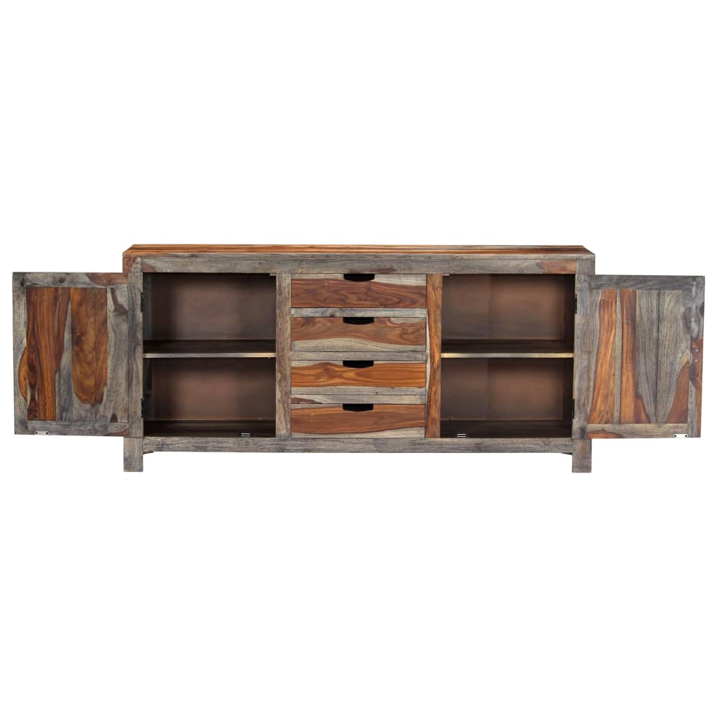 Credenza Grigia 160x40x75 cm Legno Massello di Sheesham - homemem39