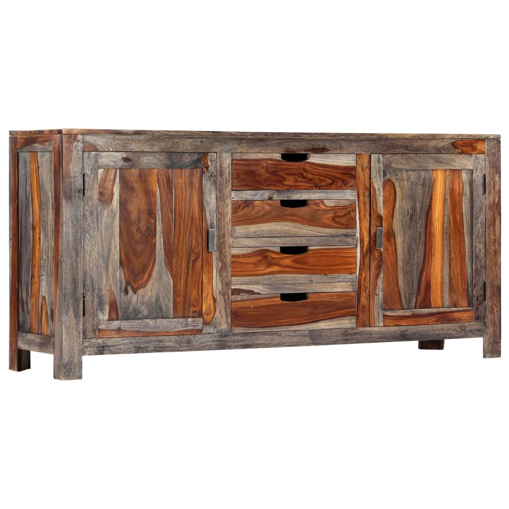 Credenza Grigia 160x40x75 cm Legno Massello di Sheesham - homemem39