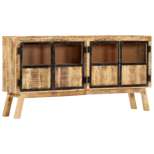 Credenza Marrone e Nera 160x30x80 cm Massello di Mango Grezzo - homemem39