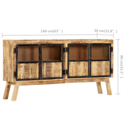 Credenza Marrone e Nera 160x30x80 cm Massello di Mango Grezzo - homemem39