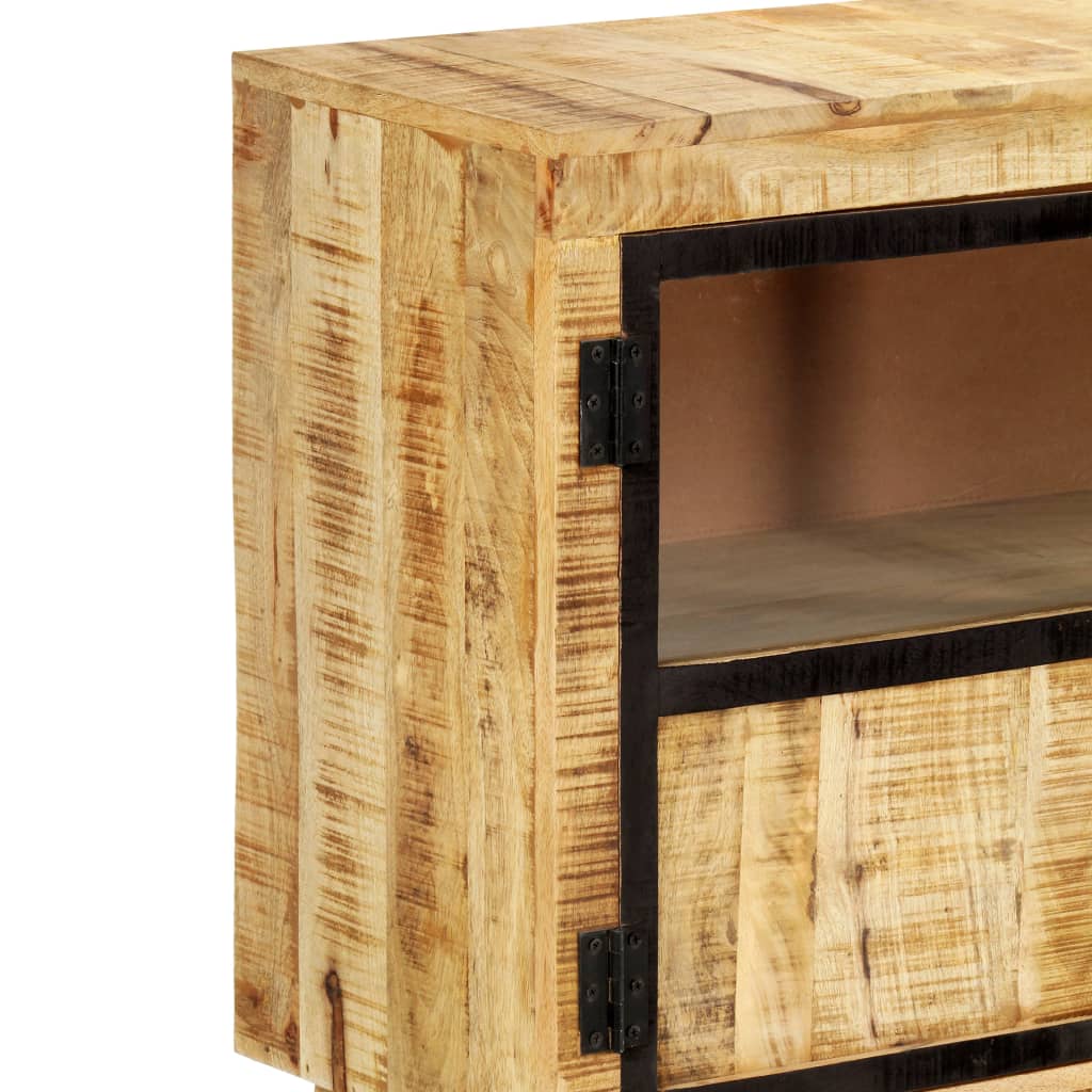 Credenza Marrone e Nera 160x30x80 cm Massello di Mango Grezzo - homemem39