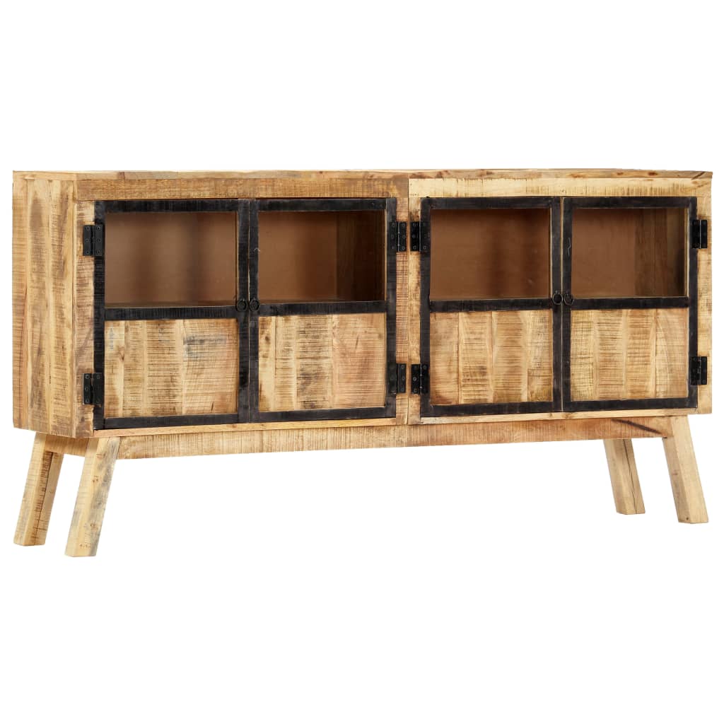 Credenza Marrone e Nera 160x30x80 cm Massello di Mango Grezzo - homemem39