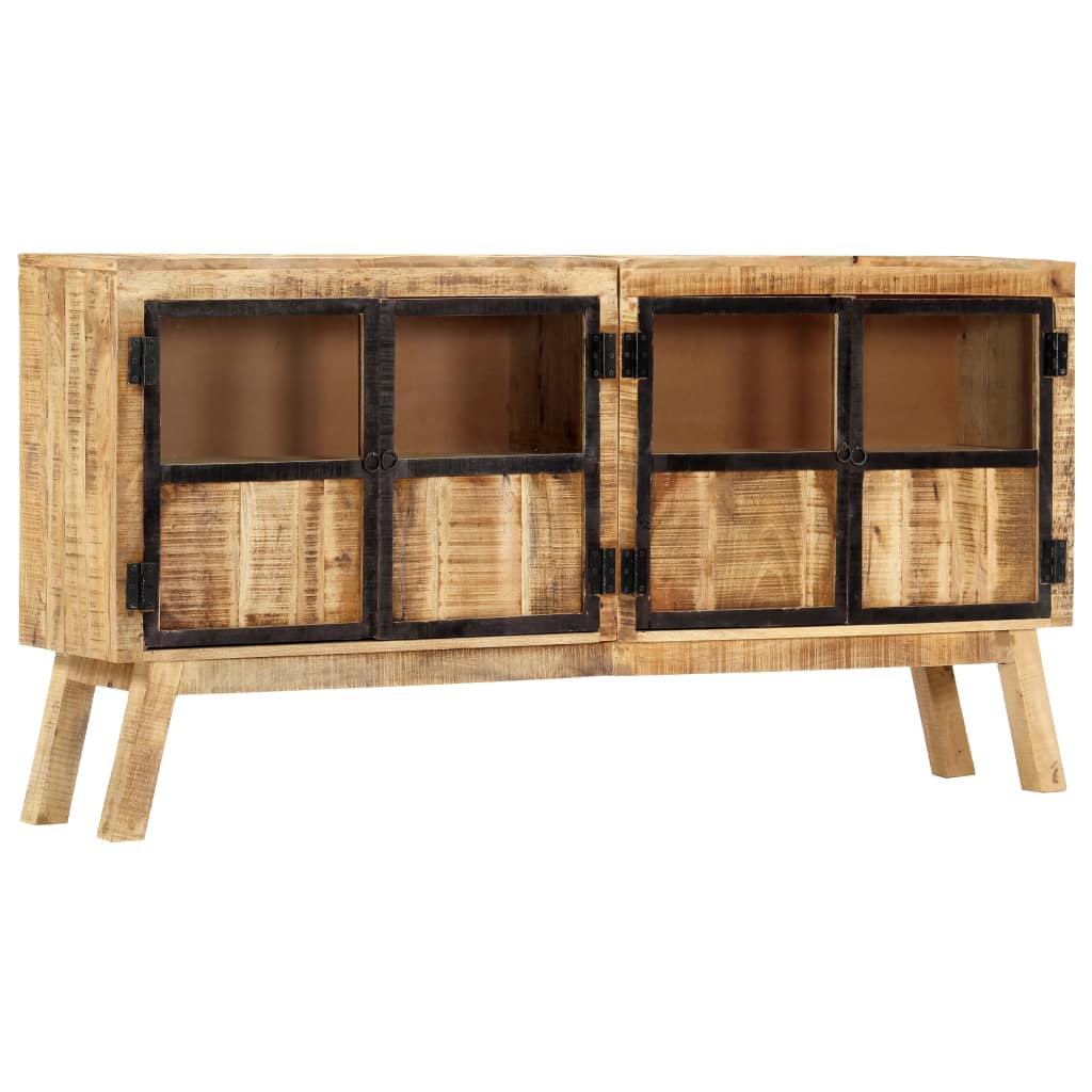 Credenza Marrone e Nera 160x30x80 cm Massello di Mango Grezzo - homemem39