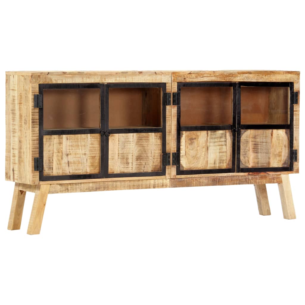 Credenza Marrone e Nera 160x30x80 cm Massello di Mango Grezzo - homemem39