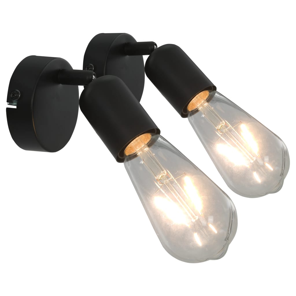 Faretti 2 pz con Lampadine a Incandescenza 2 W Nero E27 - homemem39