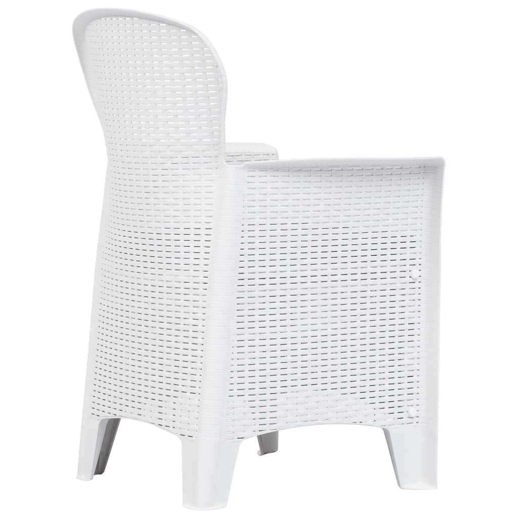 Set Pranzo da Giardino 5 pz in Plastica Stile Rattan Bianco - homemem39