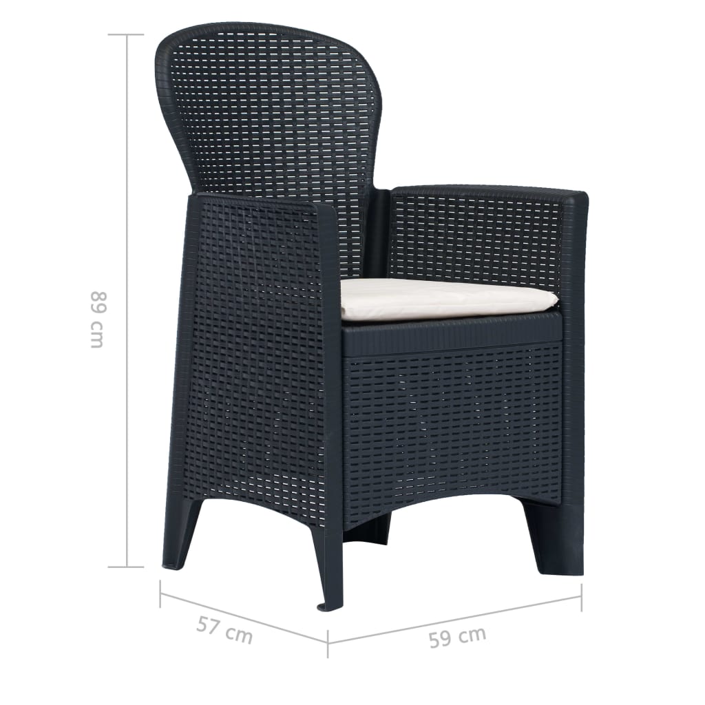 Set Pranzo da Giardino 5 pz in Plastica Antracite Stile Rattan - homemem39