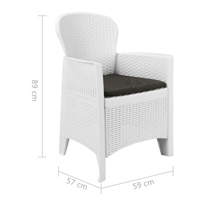 Set Pranzo da Giardino 7 pz in Plastica Stile Rattan Bianco - homemem39