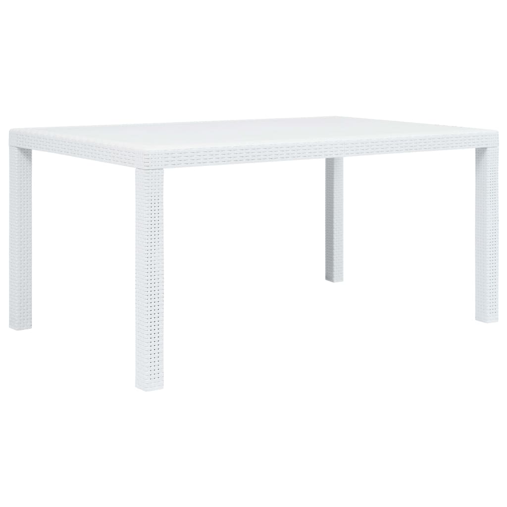 Set Pranzo da Giardino 7 pz in Plastica Stile Rattan Bianco - homemem39