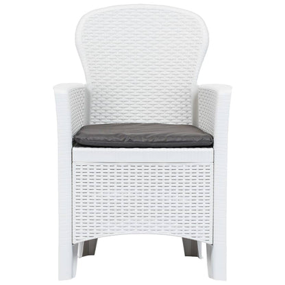 Set Pranzo da Giardino 9 pz in Plastica Stile Rattan Bianco - homemem39