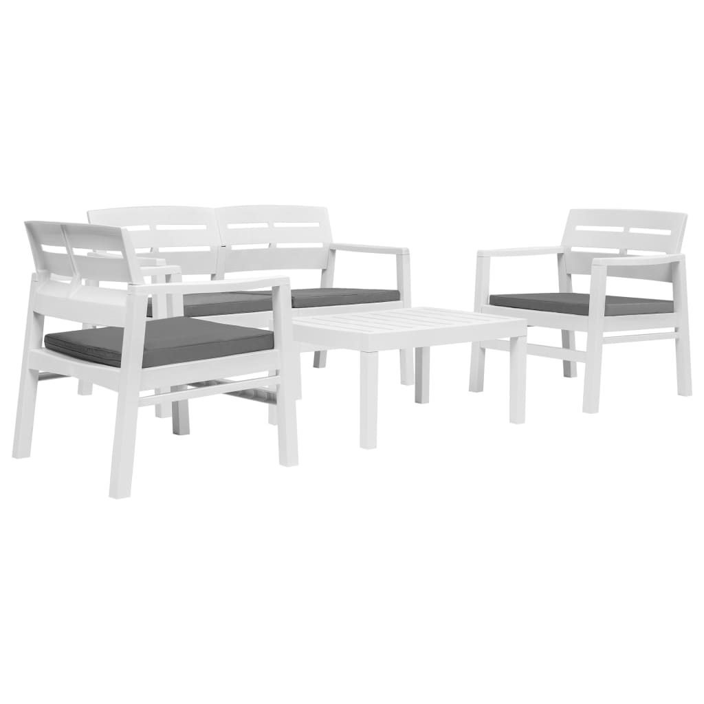 Set Salotto da Giardino 4 pz in Plastica Bianco - homemem39