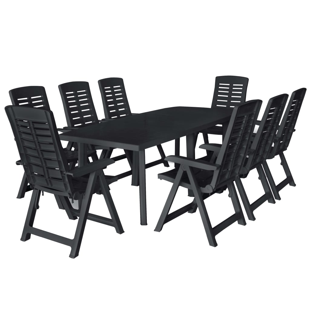 Set da Pranzo da Giardino 9 pz in Plastica Antracite - homemem39