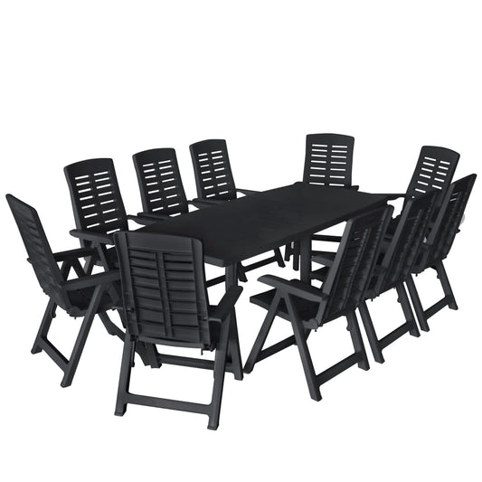 Set da Pranzo da Giardino 11 pz in Plastica Antracite - homemem39