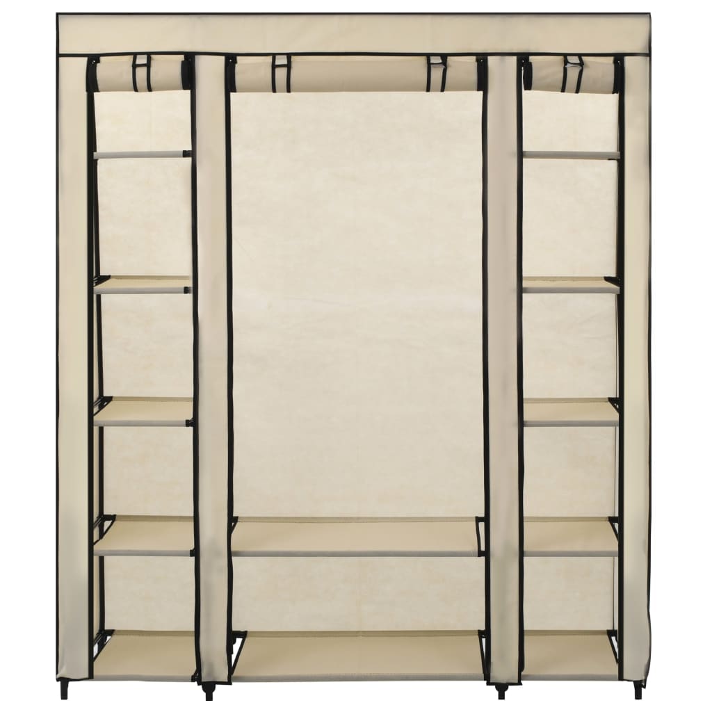 Armadio con Scomparti e Aste Crema 150x45x176 cm in Tessuto - homemem39