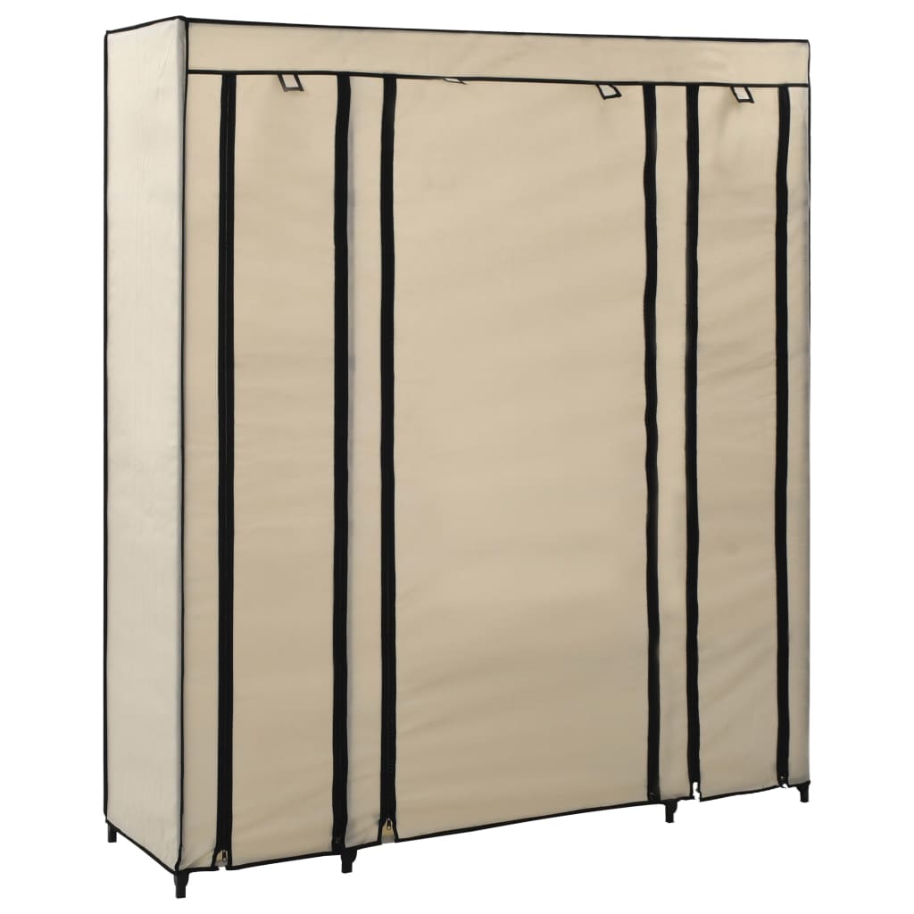 Armadio con Scomparti e Aste Crema 150x45x176 cm in Tessuto - homemem39