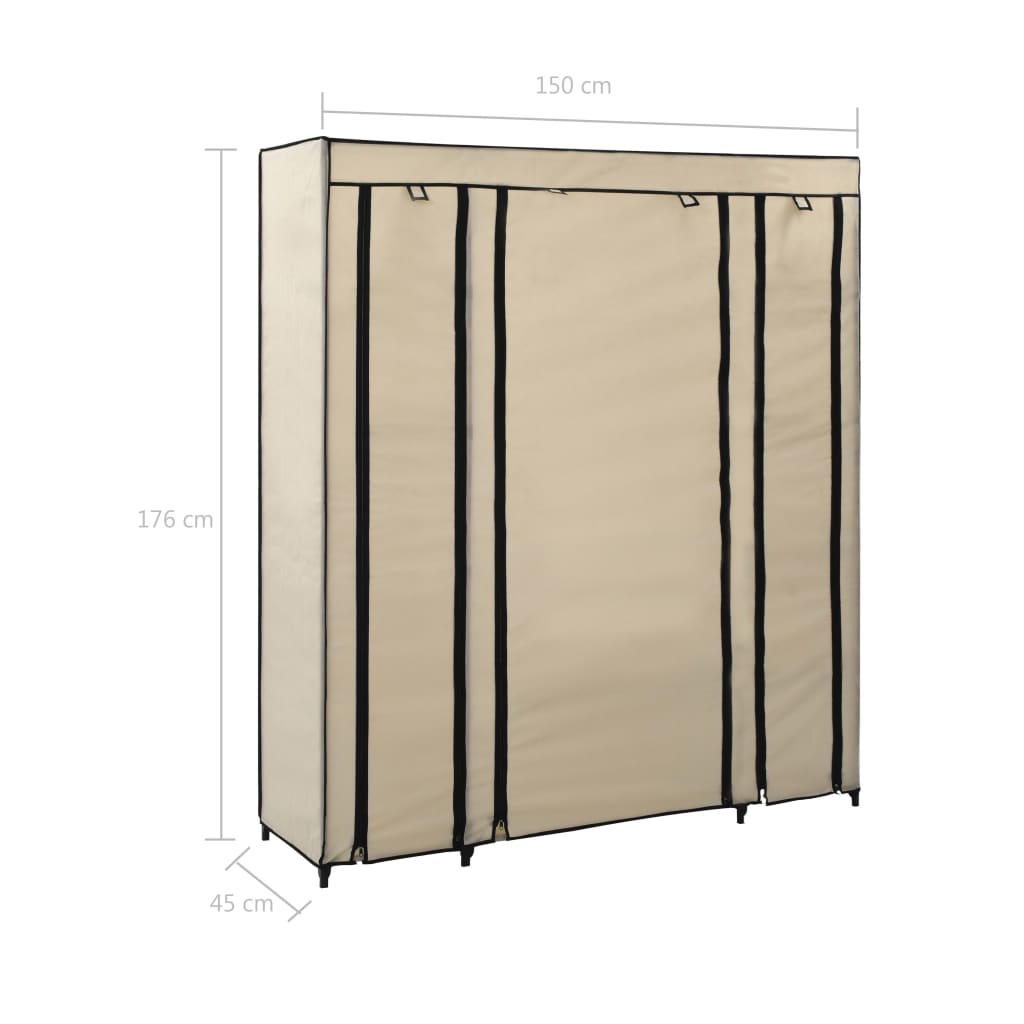 Armadio con Scomparti e Aste Crema 150x45x176 cm in Tessuto - homemem39