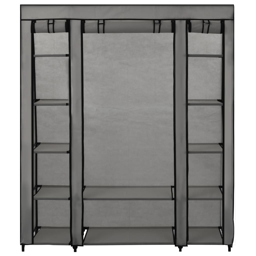 Armadio con Scomparti e Aste Grigio 150x45x176 cm in Tessuto - homemem39