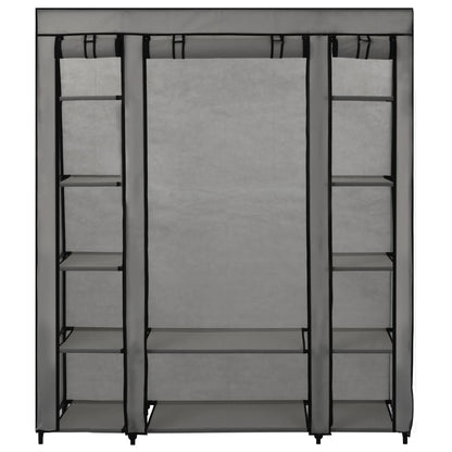 Armadio con Scomparti e Aste Grigio 150x45x176 cm in Tessuto - homemem39