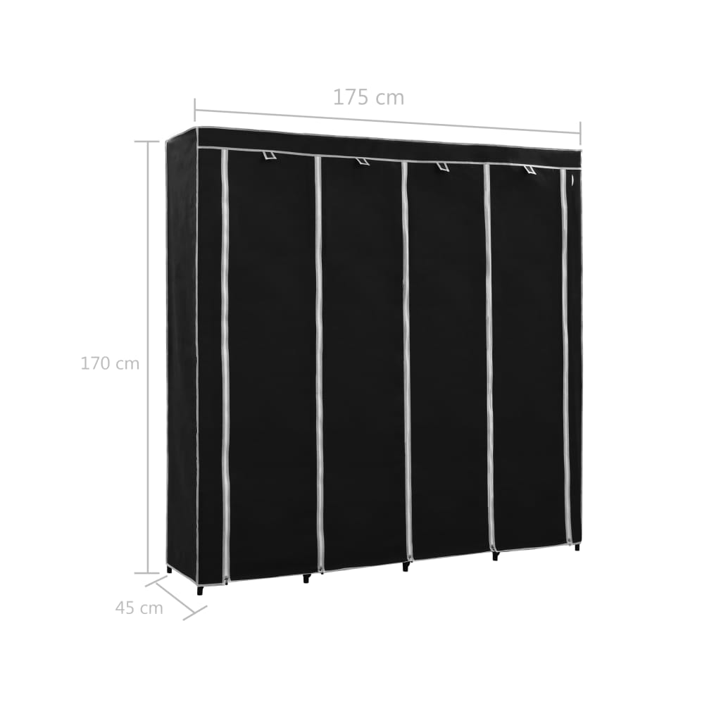 Guardaroba con 4 Scomparti Nero 175x45x170 cm - homemem39